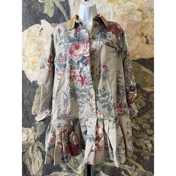 New Free People Connor Printed Mini Dress Pleated Long Sleeve Cotton XS - Picture 5 of 11